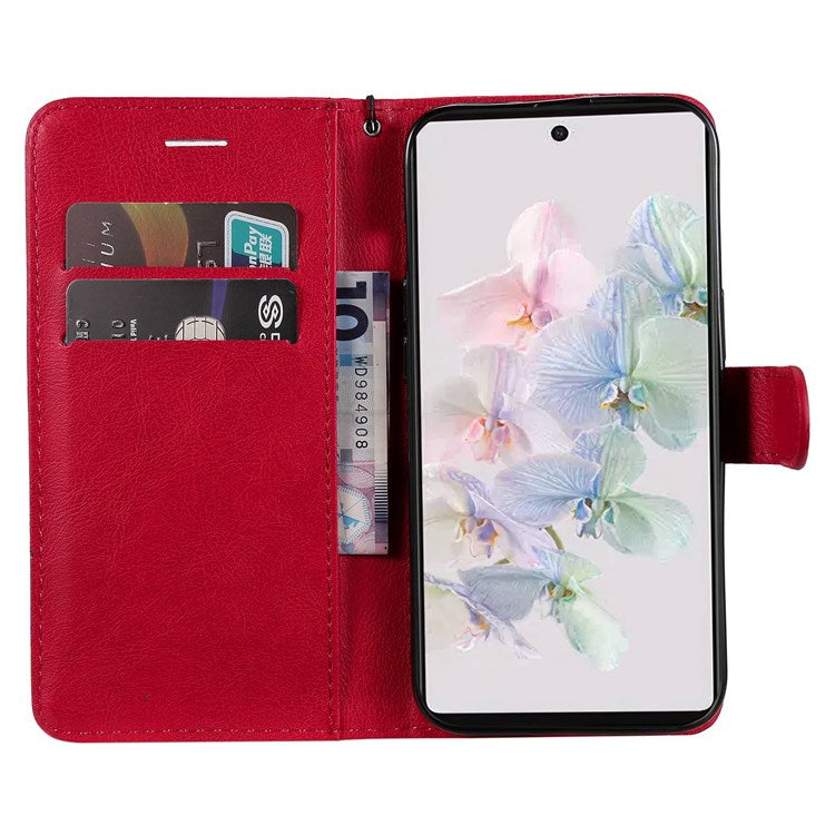 KT Leather Series-2 for Google Pixel 7 Phone Flip Cover PU Leather Dustproof Wallet Design Stand Soft Inner TPU Protective Flip Phone Case with Strap - Red