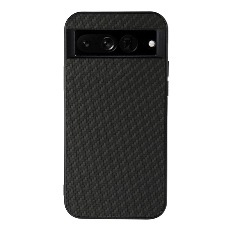 For Google Pixel 7 Pro 5G Shockproof Carbon Fiber PU Leather Coated Hybrid Mobile Phone Case Cover - Black