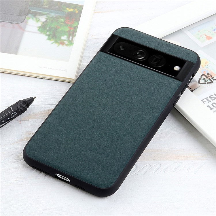 For Google Pixel 7 Pro 5G Ultra-slim Anti-scratch Textured Genuine Leather PC + TPU Hybrid Cell Phone Case Cover - Green