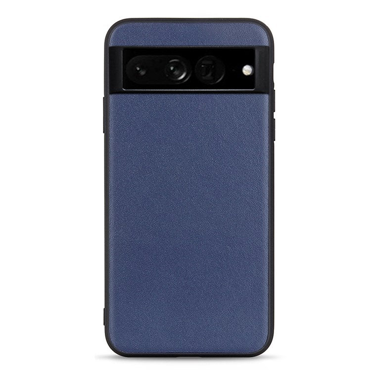 For Google Pixel 7 Pro 5G Ultra-slim Anti-scratch Textured Genuine Leather PC + TPU Hybrid Cell Phone Case Cover - Blue