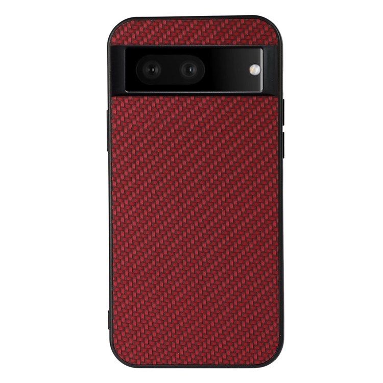 For Google Pixel 7 Scratch-resistant Drop-proof PU Leather Coated PC + TPU Case Carbon Fiber Texture Phone Cover - Red