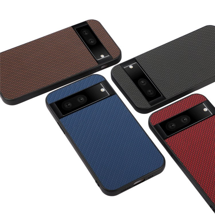 For Google Pixel 7 Scratch-resistant Drop-proof PU Leather Coated PC + TPU Case Carbon Fiber Texture Phone Cover - Red