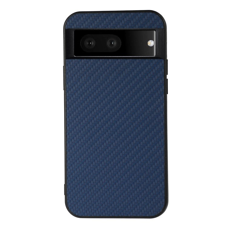 For Google Pixel 7 Scratch-resistant Drop-proof PU Leather Coated PC + TPU Case Carbon Fiber Texture Phone Cover - Blue