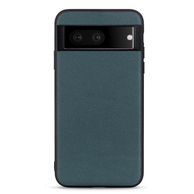 For Google Pixel 7 Ultra-thin Textured Genuine Leather Phone Case PC + TPU Hybrid Anti-drop Cover - Green