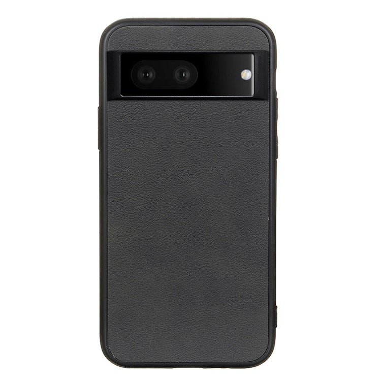 For Google Pixel 7 Textured PU Leather Cell Phone Case Anti-fingerprint Hybrid TPU + PC Cover - Black