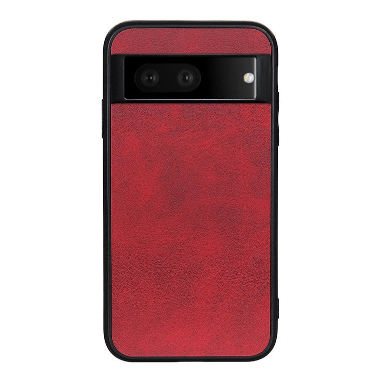 For Google Pixel 7 Textured PU Leather Cell Phone Case Anti-fingerprint Hybrid TPU + PC Cover - Red