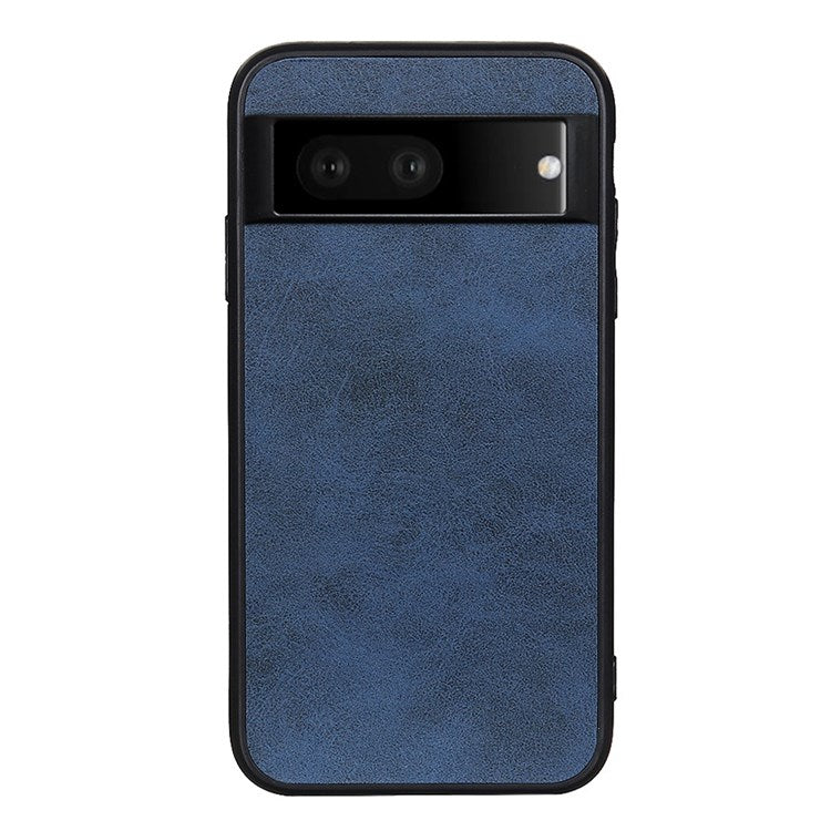 For Google Pixel 7 Textured PU Leather Cell Phone Case Anti-fingerprint Hybrid TPU + PC Cover - Blue