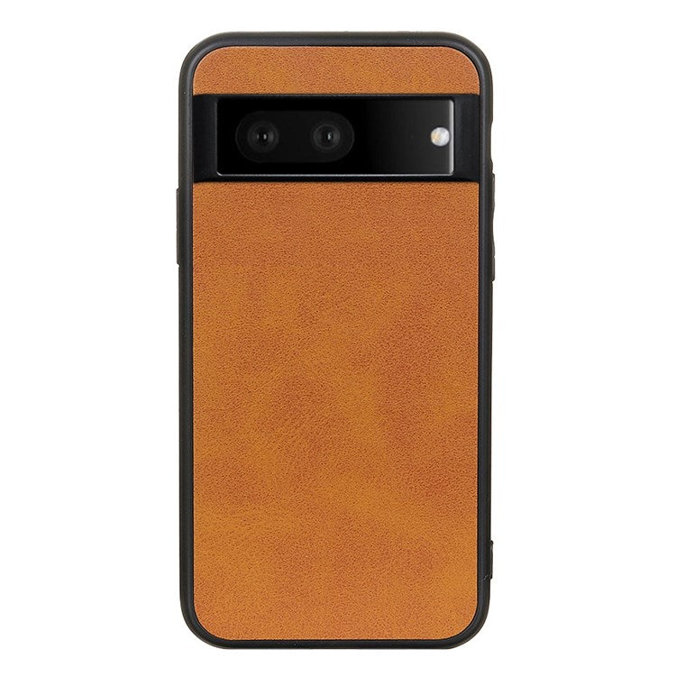 For Google Pixel 7 Textured PU Leather Cell Phone Case Anti-fingerprint Hybrid TPU + PC Cover - Brown