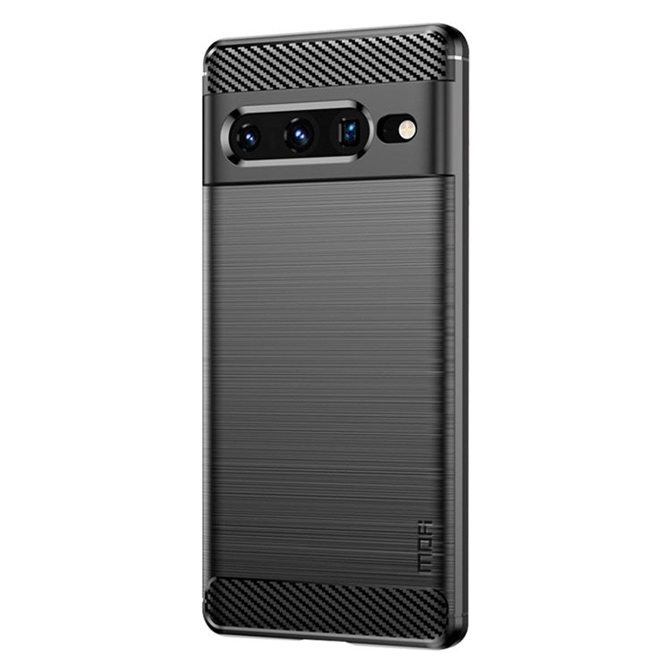 MOFI JK TPU Series-1 for Google Pixel 7 Pro 5G Soft TPU Back Cover Carbon Fiber Texture Brushed Surface Mobile Phone Bag Shell - Black