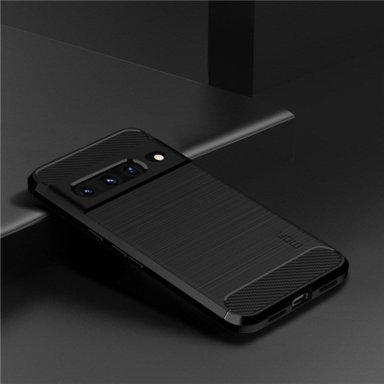 MOFI JK TPU Series-1 for Google Pixel 7 Pro 5G Soft TPU Back Cover Carbon Fiber Texture Brushed Surface Mobile Phone Bag Shell - Black