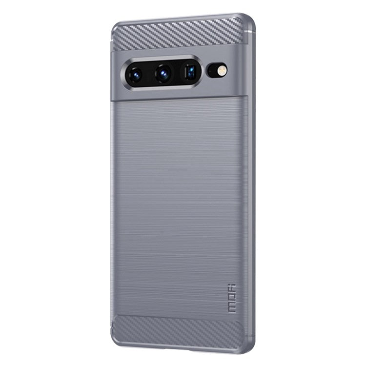 MOFI JK TPU Series-1 for Google Pixel 7 Pro 5G Soft TPU Back Cover Carbon Fiber Texture Brushed Surface Mobile Phone Bag Shell - Grey