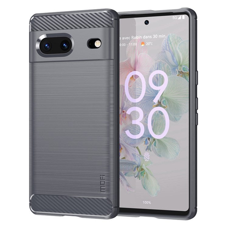 MOFI JK TPU Series-1 for Google Pixel 7 Soft TPU Shockproof Brushed Case Carbon Fiber Texture Design Phone Cover - Grey