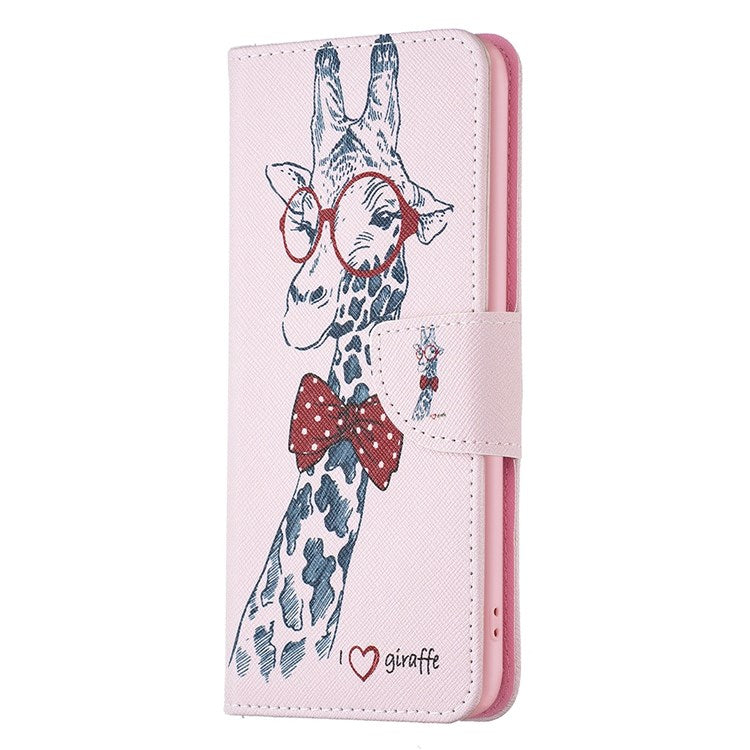 BF Pattern Printing Leather Series-1 for Google Pixel 7 PU Leather Wallet Phone Case Magnetic Clasp Imprinted Pattern Stand Protective Cover - Giraffe