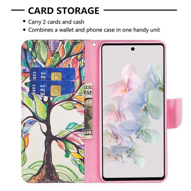 BF Pattern Printing Leather Series-1 for Google Pixel 7 PU Leather Wallet Phone Case Magnetic Clasp Imprinted Pattern Stand Protective Cover - Life Tree