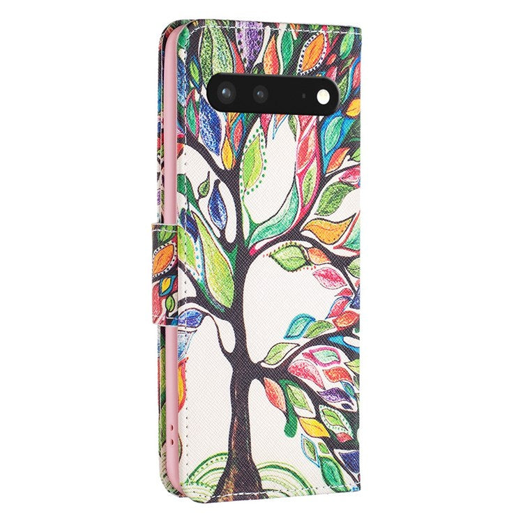 BF Pattern Printing Leather Series-1 for Google Pixel 7 PU Leather Wallet Phone Case Magnetic Clasp Imprinted Pattern Stand Protective Cover - Life Tree