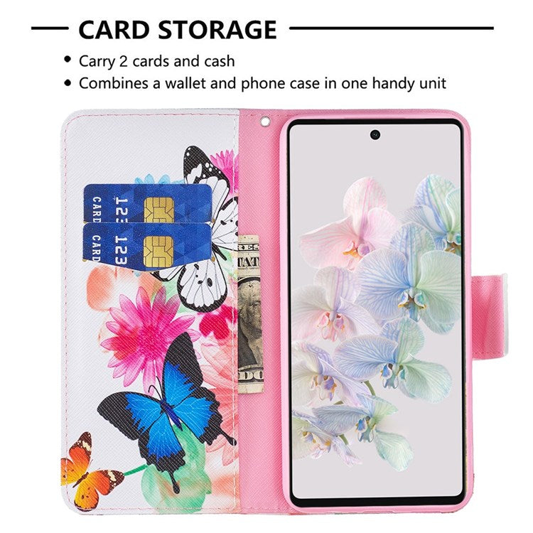 BF Pattern Printing Leather Series-1 for Google Pixel 7 PU Leather Wallet Phone Case Magnetic Clasp Imprinted Pattern Stand Protective Cover - Two Butterflies