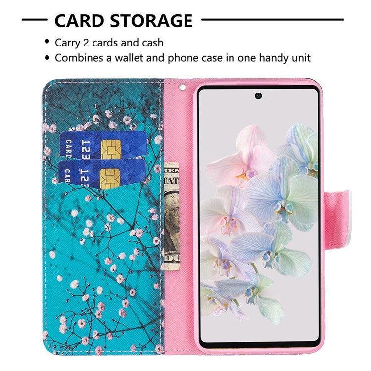 BF Pattern Printing Leather Series-1 for Google Pixel 7 PU Leather Wallet Phone Case Magnetic Clasp Imprinted Pattern Stand Protective Cover -  Plum Blossom