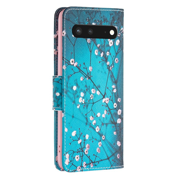 BF Pattern Printing Leather Series-1 for Google Pixel 7 PU Leather Wallet Phone Case Magnetic Clasp Imprinted Pattern Stand Protective Cover -  Plum Blossom