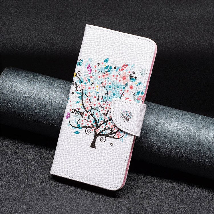 BF Pattern Printing Leather Series-1 for Google Pixel 7 PU Leather Wallet Phone Case Magnetic Clasp Imprinted Pattern Stand Protective Cover - Flower Tree