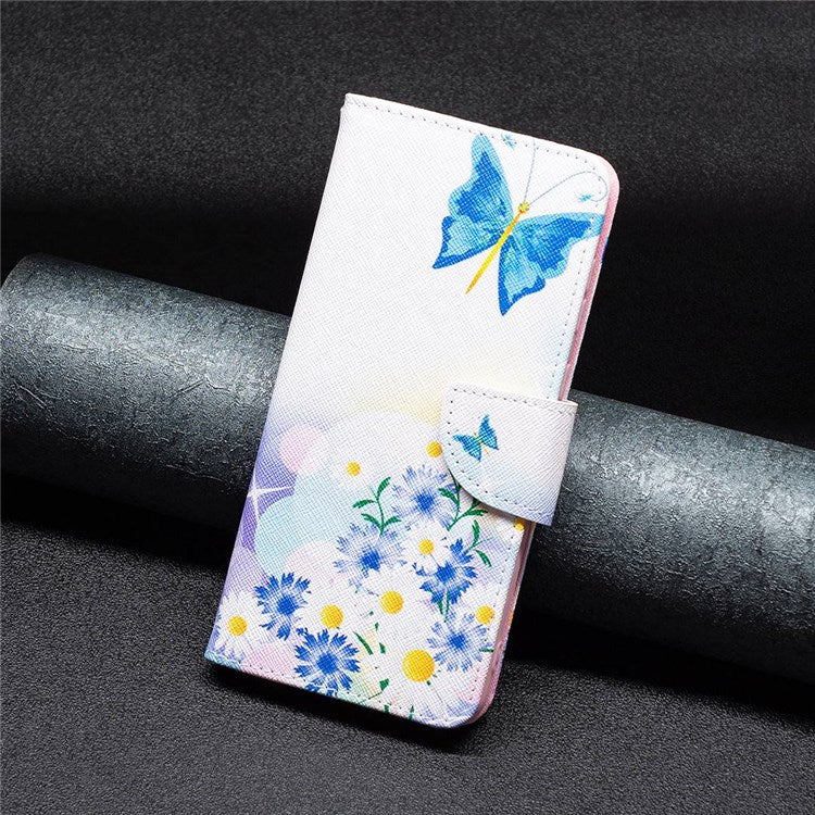 BF Pattern Printing Leather Series-1 for Google Pixel 7 PU Leather Wallet Phone Case Magnetic Clasp Imprinted Pattern Stand Protective Cover - Butterfly and Flowers