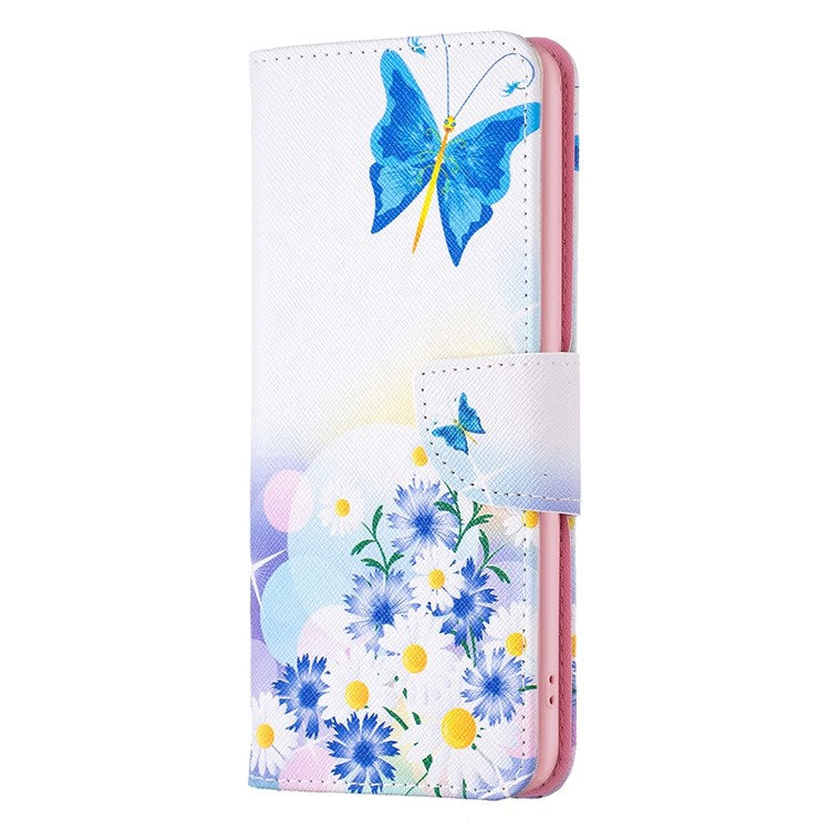 BF Pattern Printing Leather Series-1 for Google Pixel 7 PU Leather Wallet Phone Case Magnetic Clasp Imprinted Pattern Stand Protective Cover - Butterfly and Flowers