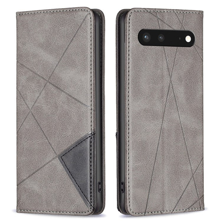 BF Imprinting Pattern Series-1 for Google Pixel 7 PU Leather Magnetic Auto Closing Stand Flip Cover Pattern Imprinted Folio Protective Phone Case with Card Holder - Grey