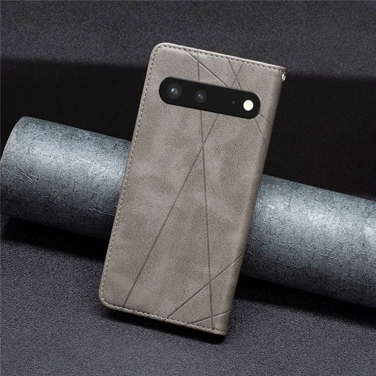 BF Imprinting Pattern Series-1 for Google Pixel 7 PU Leather Magnetic Auto Closing Stand Flip Cover Pattern Imprinted Folio Protective Phone Case with Card Holder - Grey