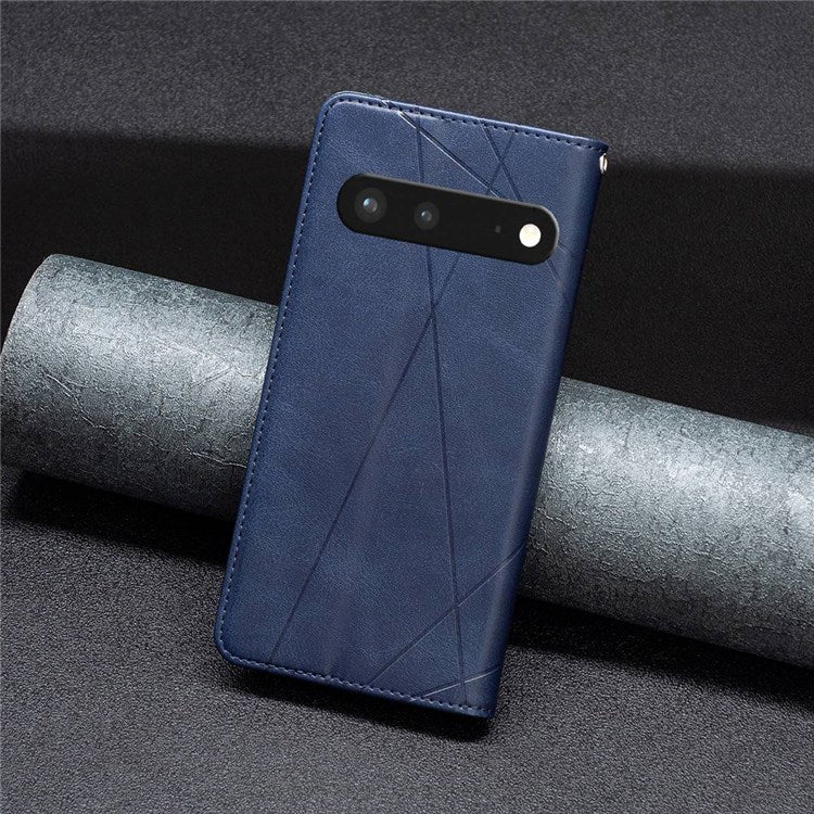 BF Imprinting Pattern Series-1 for Google Pixel 7 PU Leather Magnetic Auto Closing Stand Flip Cover Pattern Imprinted Folio Protective Phone Case with Card Holder - Blue