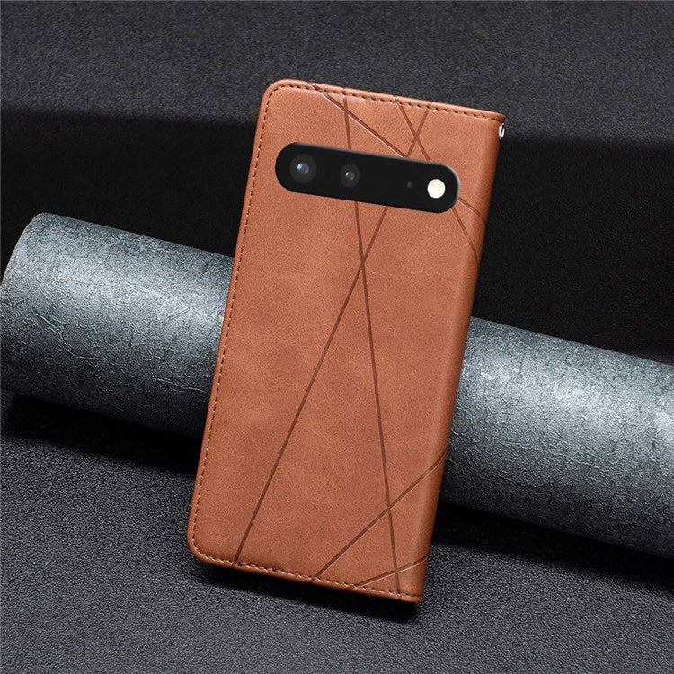 BF Imprinting Pattern Series-1 for Google Pixel 7 PU Leather Magnetic Auto Closing Stand Flip Cover Pattern Imprinted Folio Protective Phone Case with Card Holder - Brown