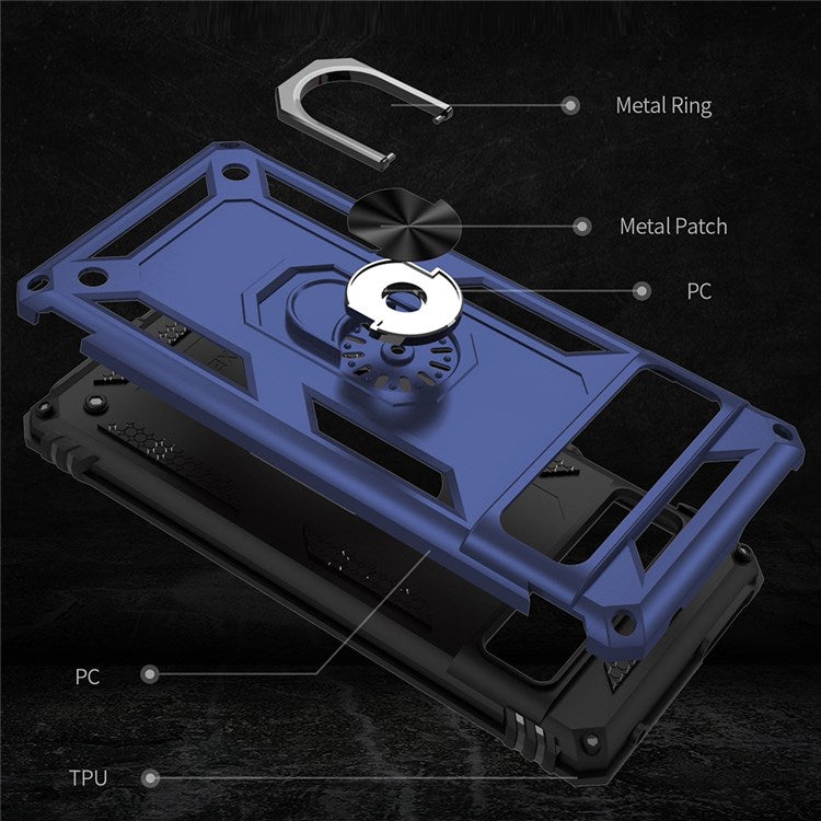 For Google Pixel 7 Pro 5G Phone Case, Bump Proof Hard PC Soft TPU Protective Cover Kickstand - Blue