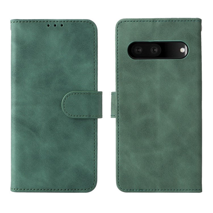 For Google Pixel 7 Pro 5G Phone Case Skin-touch Feeling PU Leather + TPU Stand Wallet Phone Cover - Green