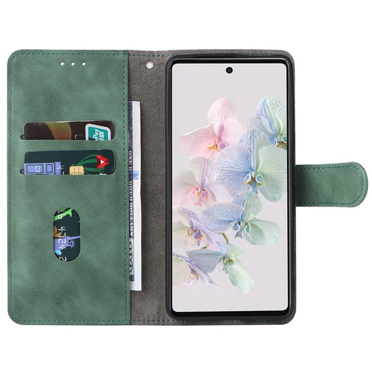 For Google Pixel 7 Pro 5G Phone Case Skin-touch Feeling PU Leather + TPU Stand Wallet Phone Cover - Green