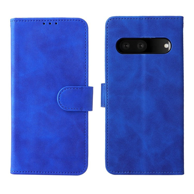 For Google Pixel 7 Pro 5G Phone Case Skin-touch Feeling PU Leather + TPU Stand Wallet Phone Cover - Blue