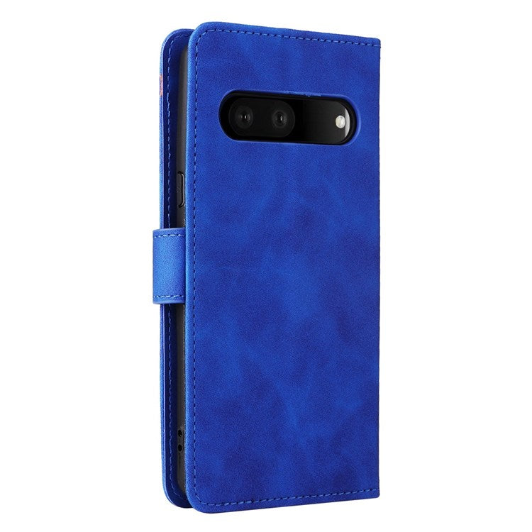 For Google Pixel 7 Pro 5G Phone Case Skin-touch Feeling PU Leather + TPU Stand Wallet Phone Cover - Blue