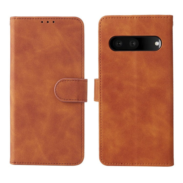 For Google Pixel 7 Pro 5G Phone Case Skin-touch Feeling PU Leather + TPU Stand Wallet Phone Cover - Brown