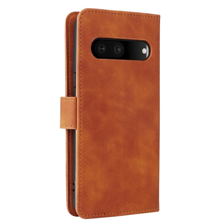 For Google Pixel 7 Pro 5G Phone Case Skin-touch Feeling PU Leather + TPU Stand Wallet Phone Cover - Brown