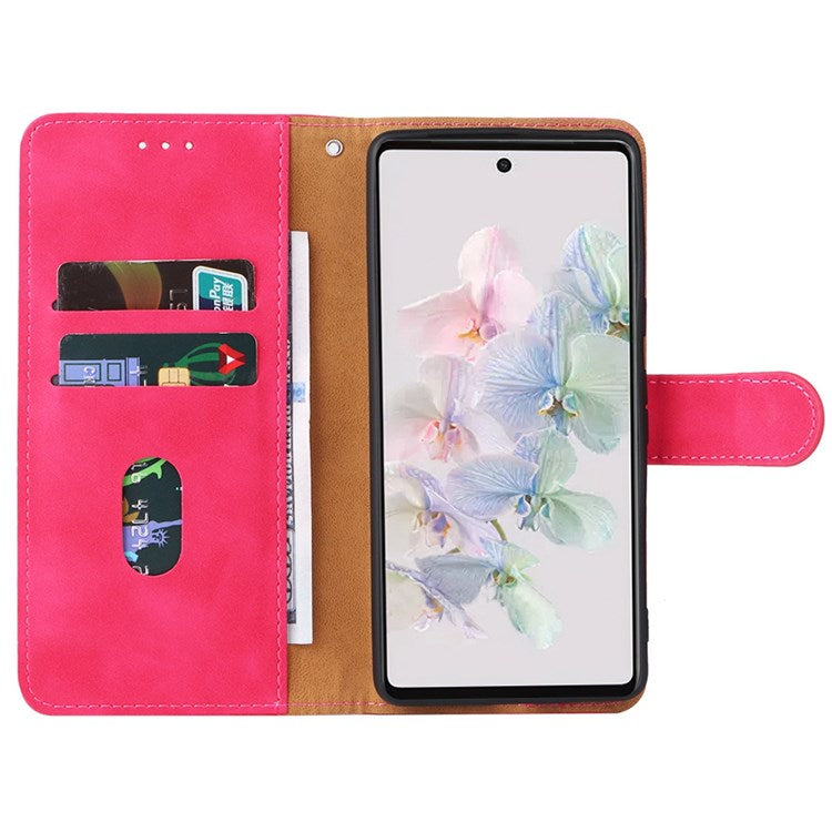 For Google Pixel 7 Skin-touch Feeling PU Leather + TPU Phone Cover Stand Wallet Shell Mobile Phone Case - Rose