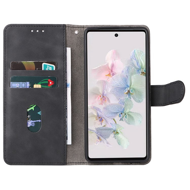 For Google Pixel 7 Skin-touch Feeling PU Leather + TPU Phone Cover Stand Wallet Shell Mobile Phone Case - Black