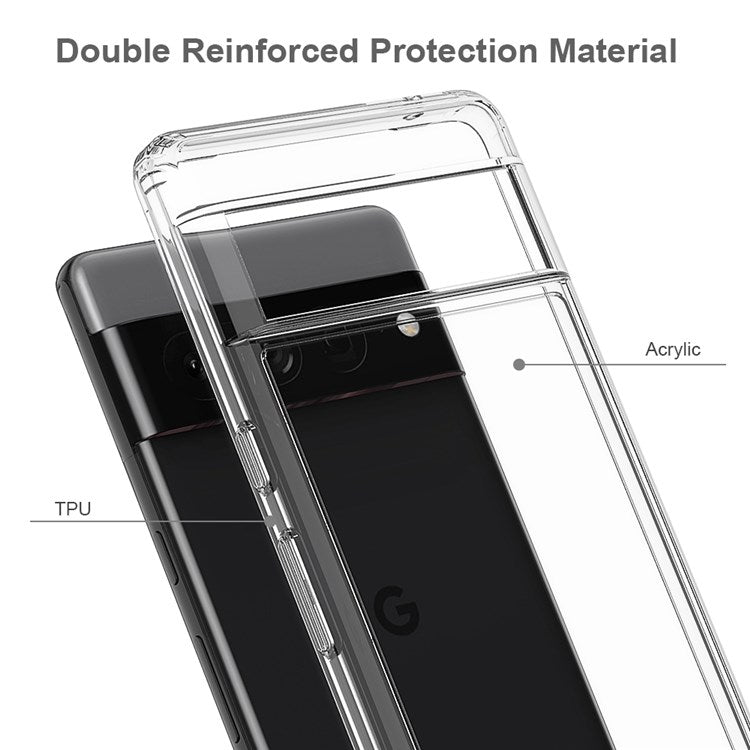 For Google Pixel 7 Pro 5G Clear Phone Case Tough Hard Acrylic Back Soft TPU Edges Anti-Scratch Cover