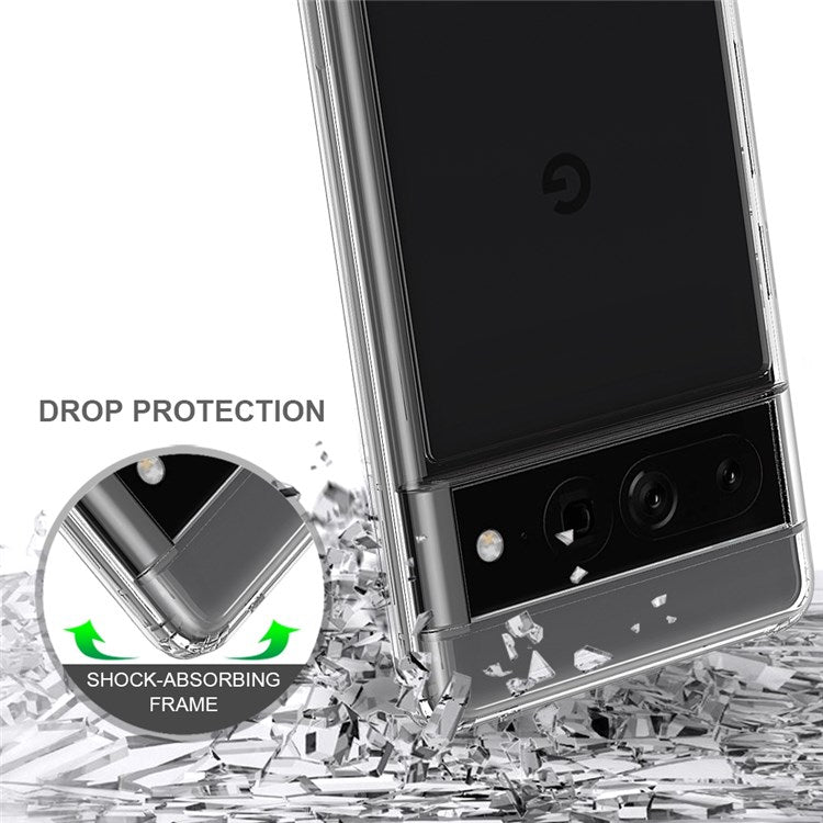 For Google Pixel 7 Pro 5G Clear Phone Case Tough Hard Acrylic Back Soft TPU Edges Anti-Scratch Cover