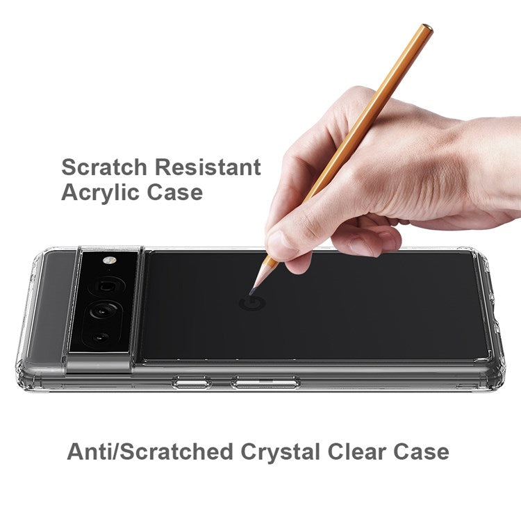 For Google Pixel 7 Pro 5G Clear Phone Case Tough Hard Acrylic Back Soft TPU Edges Anti-Scratch Cover