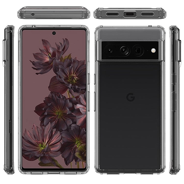 For Google Pixel 7 Pro 5G Clear Phone Case Tough Hard Acrylic Back Soft TPU Edges Anti-Scratch Cover