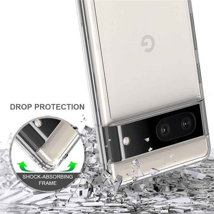 For Google Pixel 7 TPU Frame Acrylic Back Cover Anti-scratch Transparent Protective Phone Case