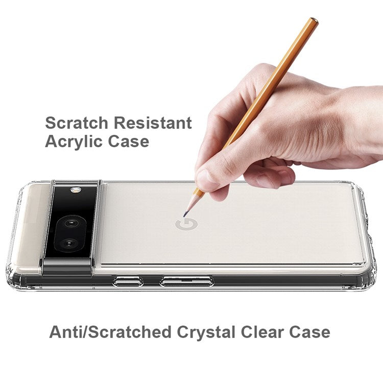 For Google Pixel 7 TPU Frame Acrylic Back Cover Anti-scratch Transparent Protective Phone Case