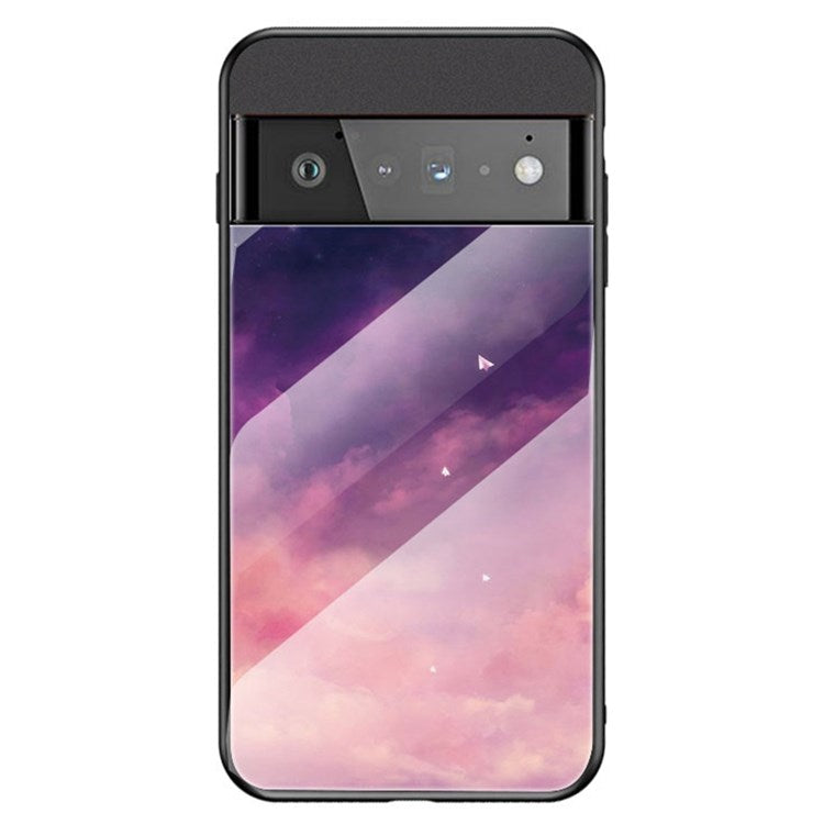 For Google Pixel 7 Starry Sky Pattern Tempered Glass Back+Hard PC+TPU Protective Cover - Dream Starry Sky