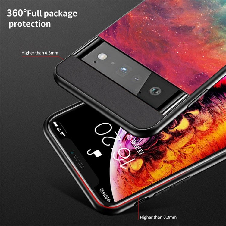 For Google Pixel 7 Starry Sky Pattern Tempered Glass Back+Hard PC+TPU Protective Cover - Dream Starry Sky