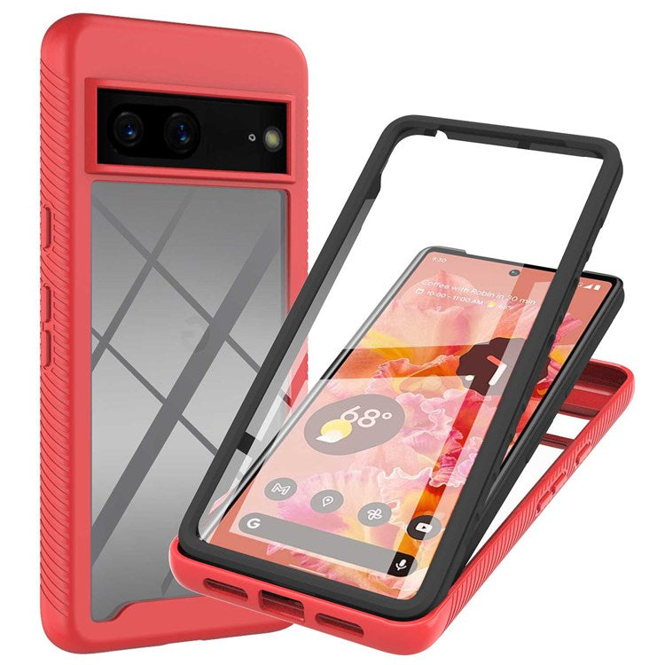 For Google Pixel 7 YB PC Series-6 Built-in PET Screen Film Phone Cover, Shockproof TPU+PC Detachable Shell - Red