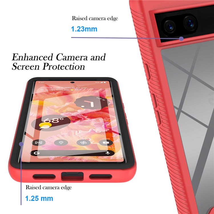 For Google Pixel 7 YB PC Series-6 Built-in PET Screen Film Phone Cover, Shockproof TPU+PC Detachable Shell - Red