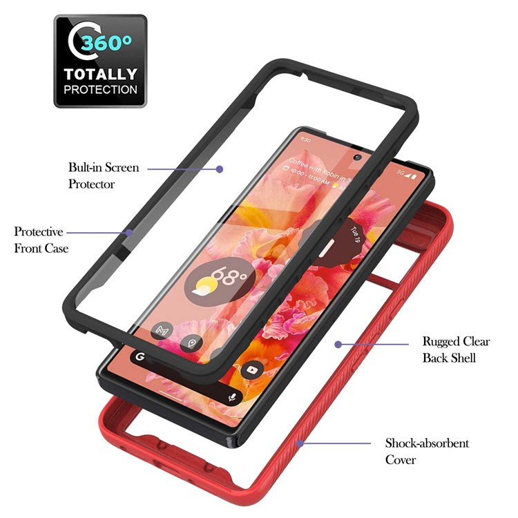 For Google Pixel 7 YB PC Series-6 Built-in PET Screen Film Phone Cover, Shockproof TPU+PC Detachable Shell - Red