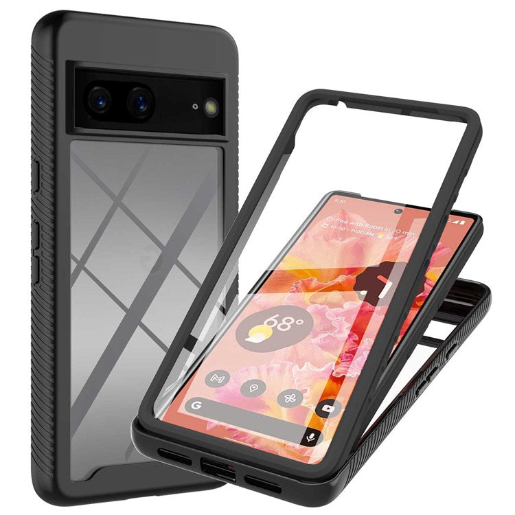 For Google Pixel 7 YB PC Series-6 Built-in PET Screen Film Phone Cover, Shockproof TPU+PC Detachable Shell - Black